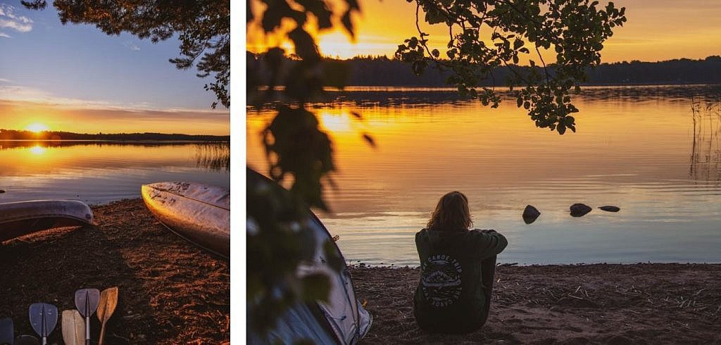 Kanutour Schweden Sonnenaufgang