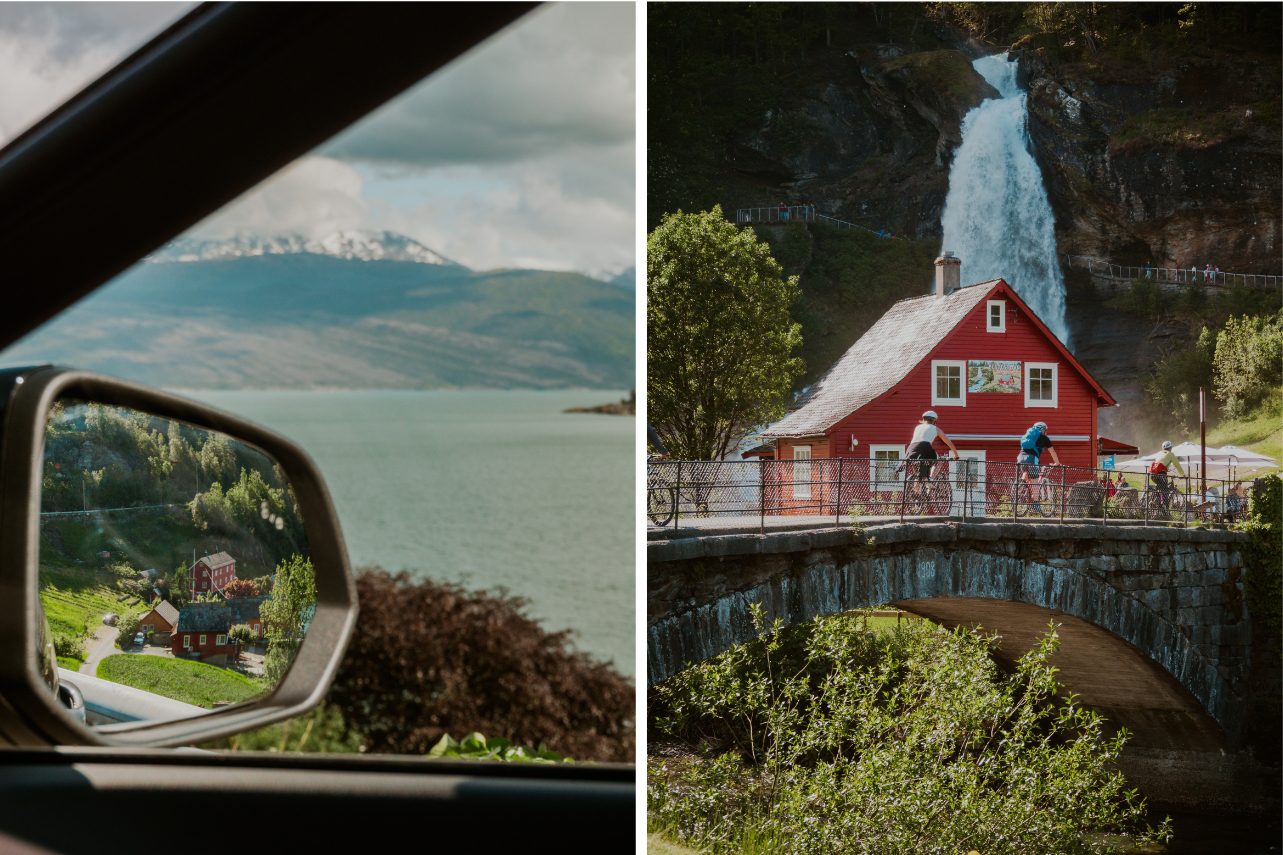 Roadtrip in Norwegen Wasserfall Aussicht